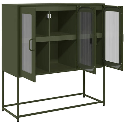 Sideboard Olivgrün 100,5x39x107 cm Kaltgewalzter Stahl