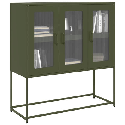 Sideboard Olivgrün 100,5x39x107 cm Kaltgewalzter Stahl