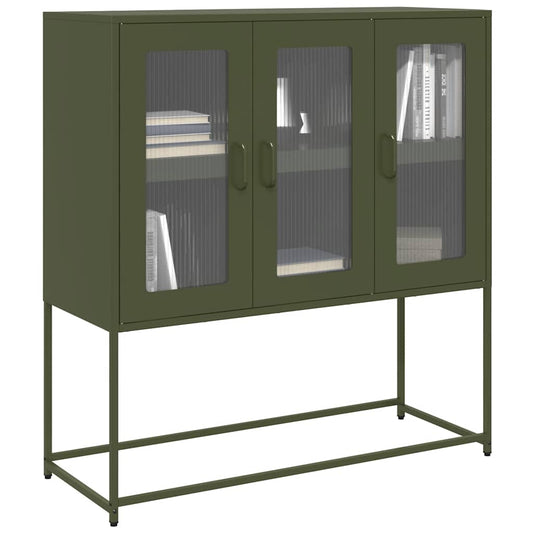 Sideboard Olivgrün 100,5x39x107 cm Kaltgewalzter Stahl