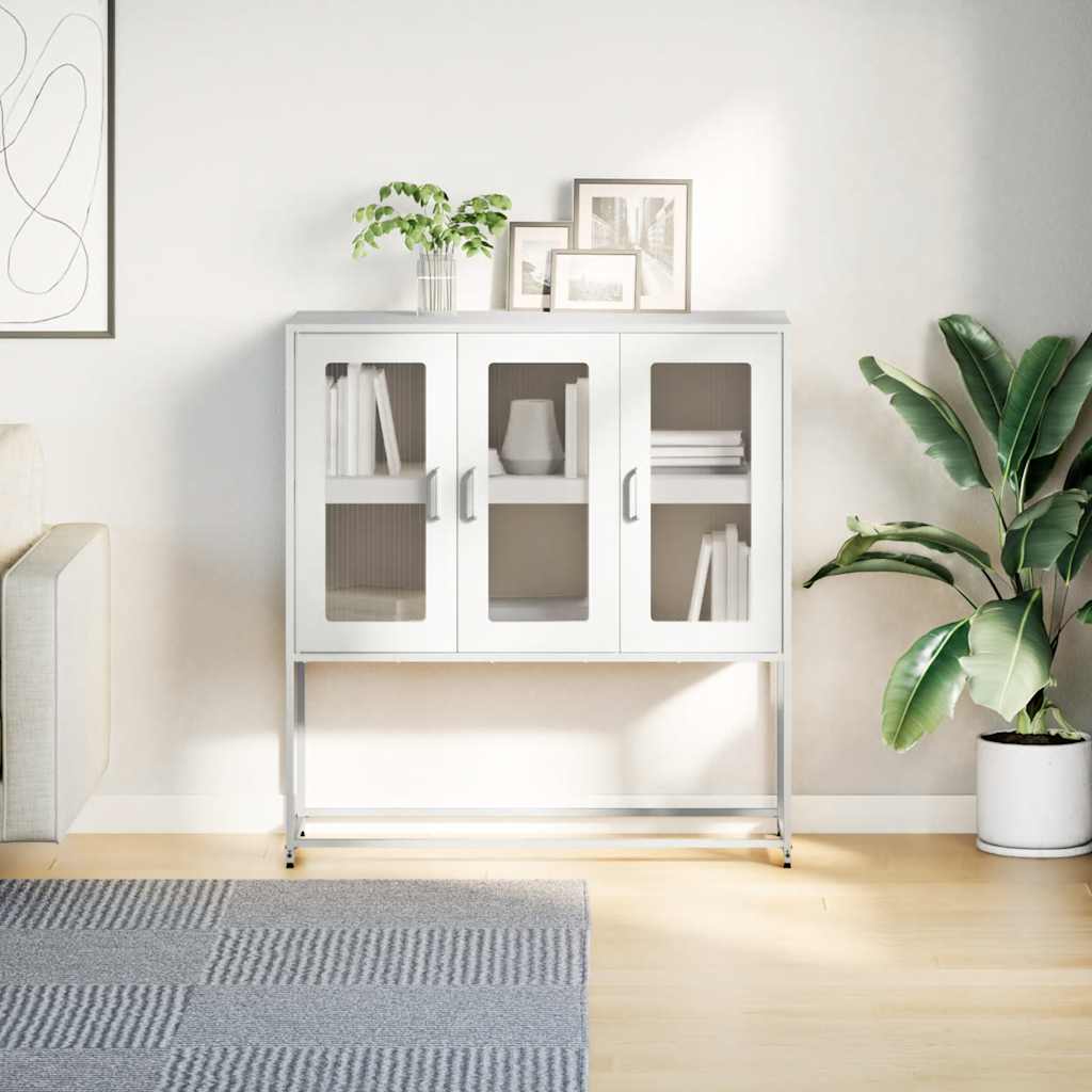 Sideboard Weiß 100,5x39x107 cm Kaltgewalzter Stahl