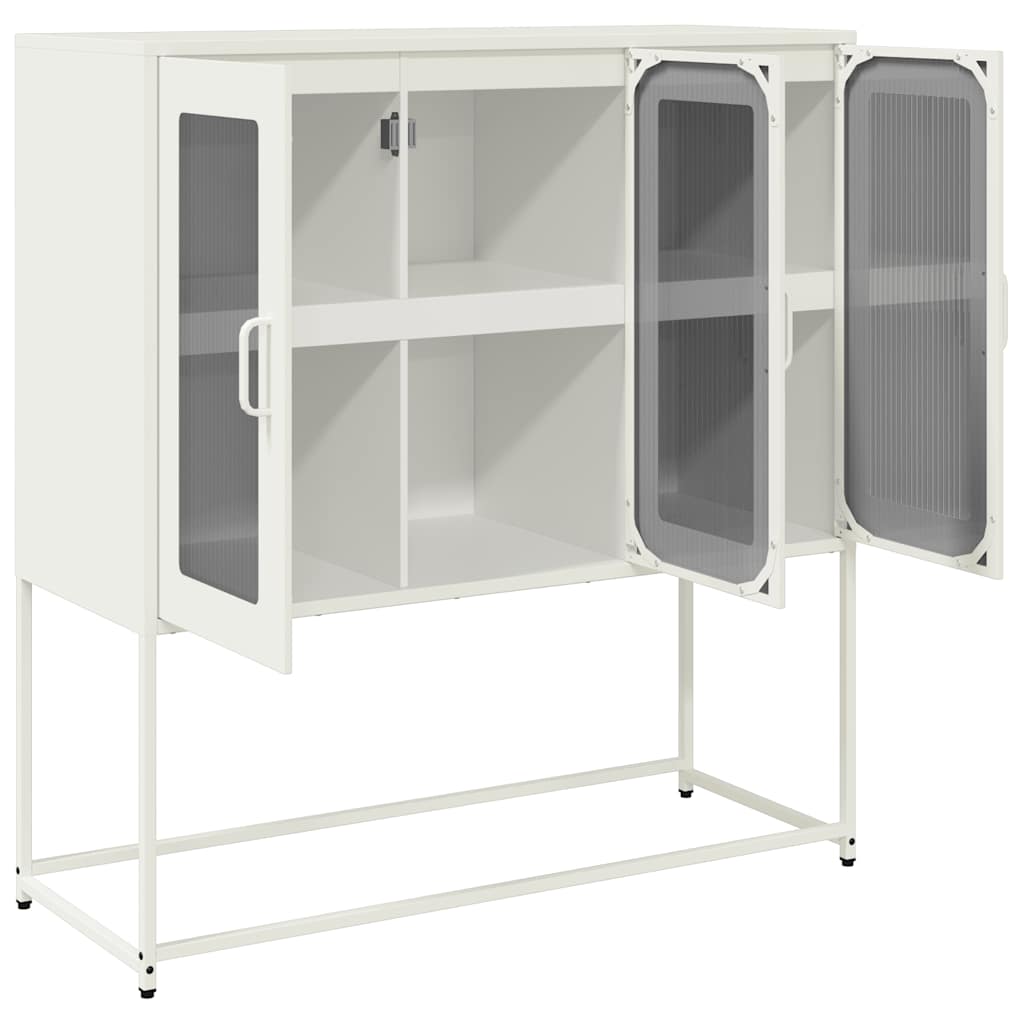 Sideboard Weiß 100,5x39x107 cm Kaltgewalzter Stahl