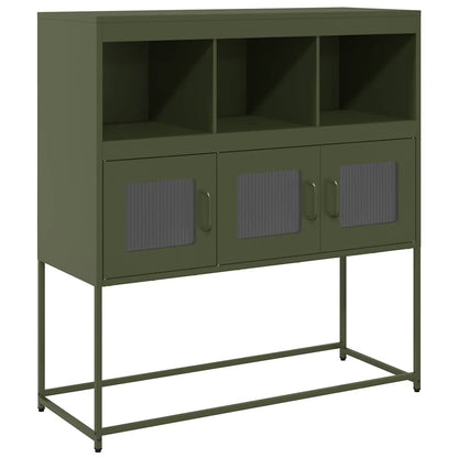 Sideboard Olivgrün 100,5x39x107 cm Kaltgewalzter Stahl