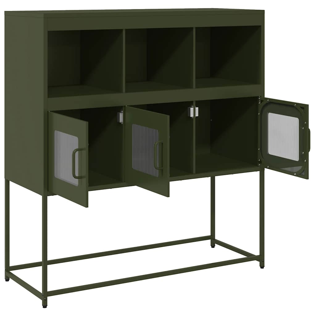Sideboard Olivgrün 100,5x39x107 cm Kaltgewalzter Stahl