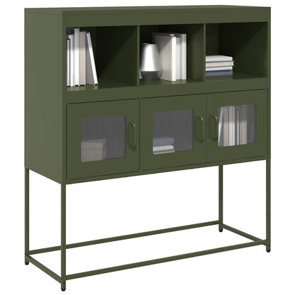 Sideboard Olivgrün 100,5x39x107 cm Kaltgewalzter Stahl