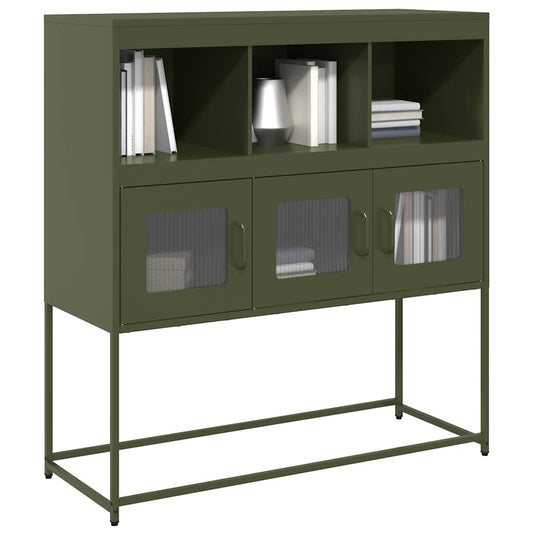 Sideboard Olivgrün 100,5x39x107 cm Kaltgewalzter Stahl