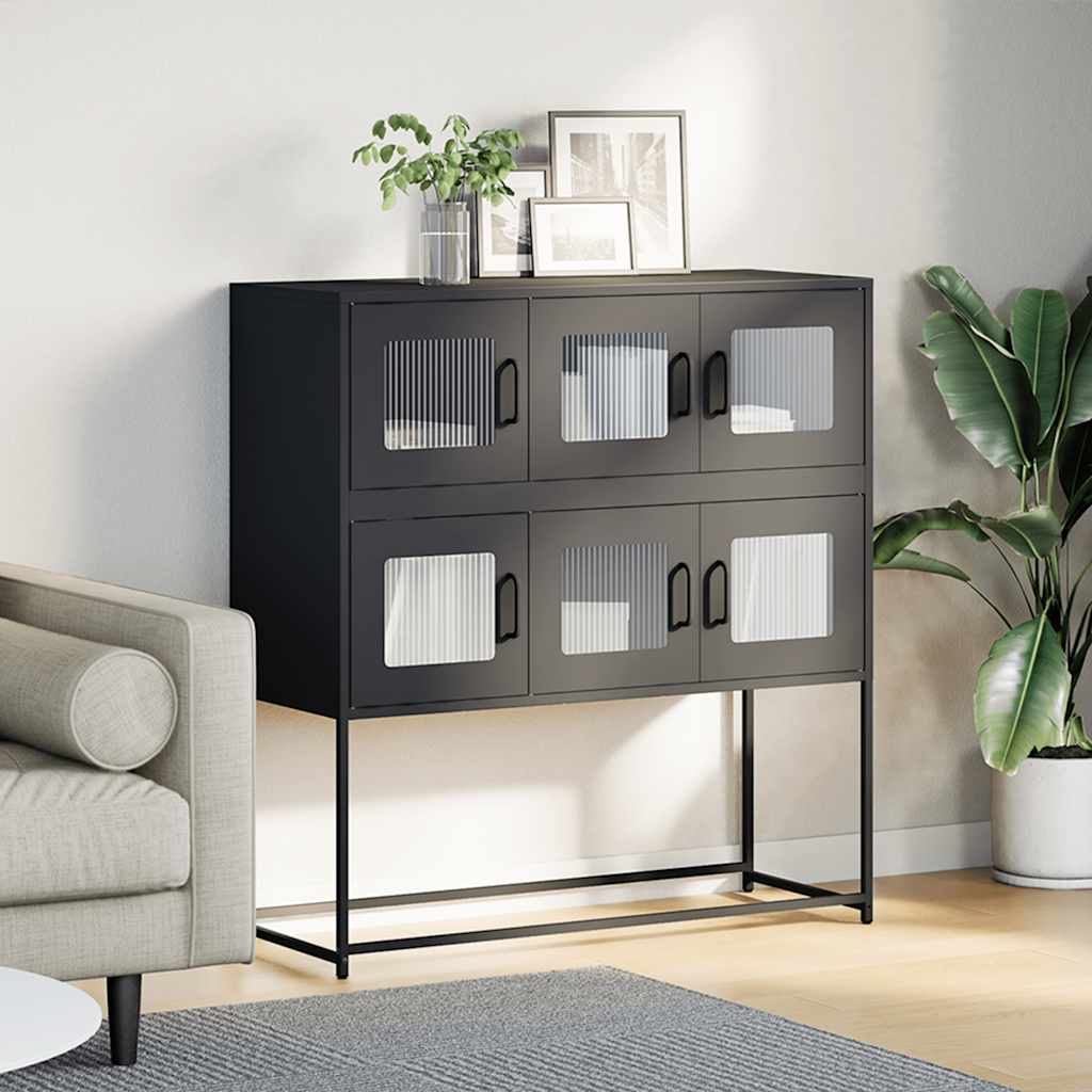 Skænk Sort 100,5x39x107 cm Koldvalset stål