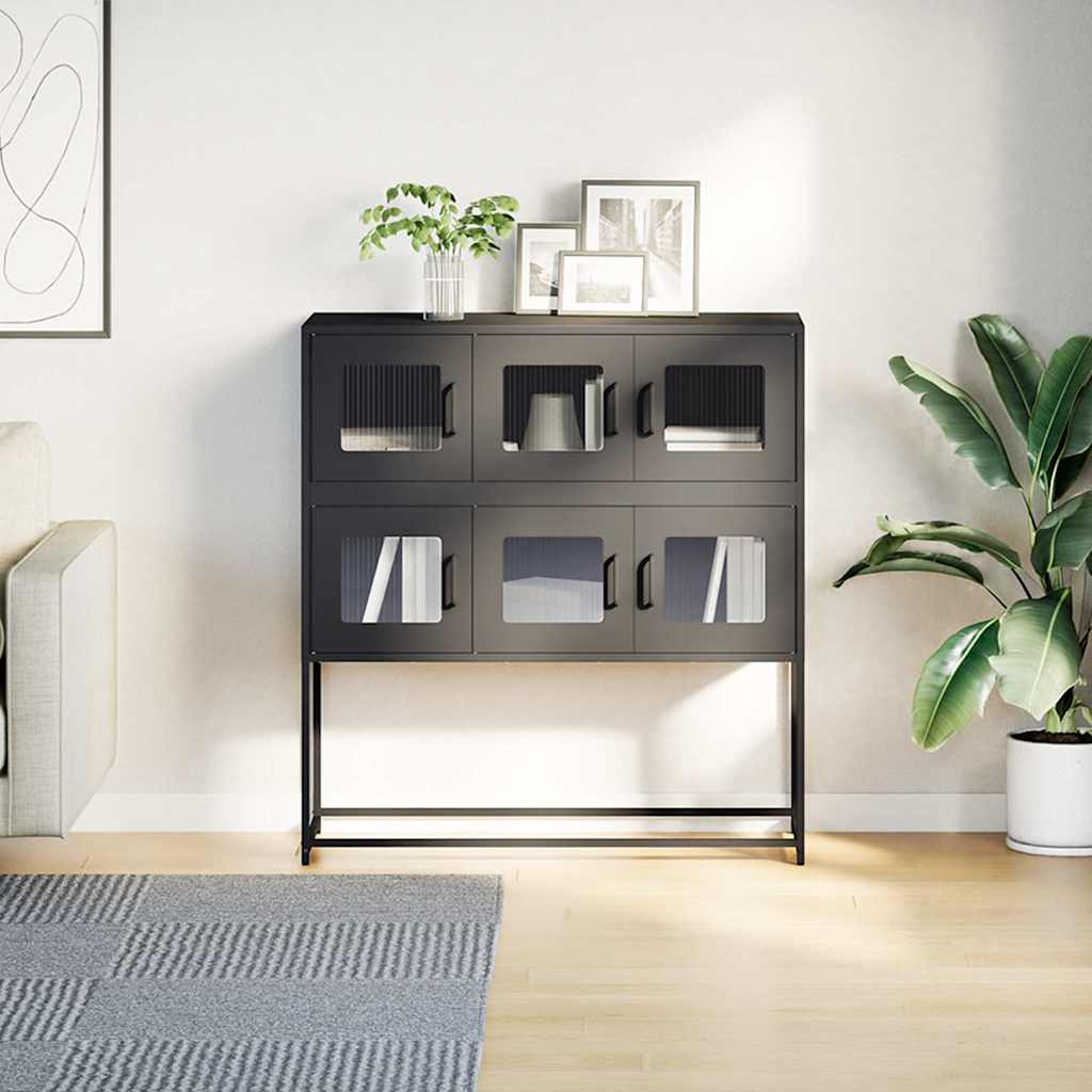 Skænk Sort 100,5x39x107 cm Koldvalset stål