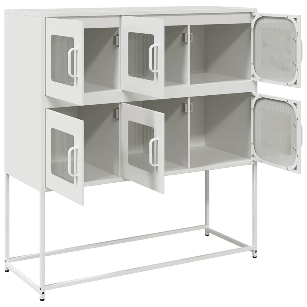 Sideboard Weiß 100,5x39x107 cm Kaltgewalzter Stahl