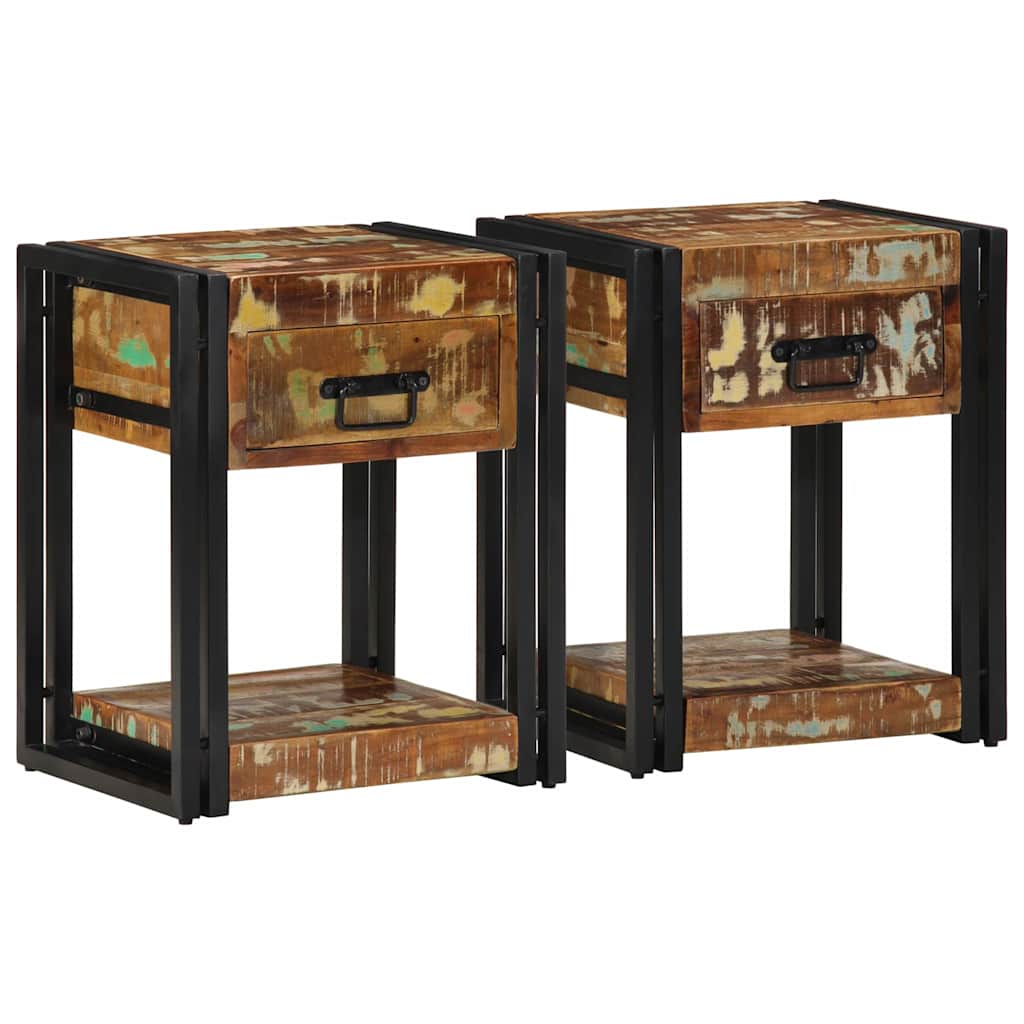 Nachttisch 2 pcs 40 x 35 x 50 cm recyceltes Massivholz