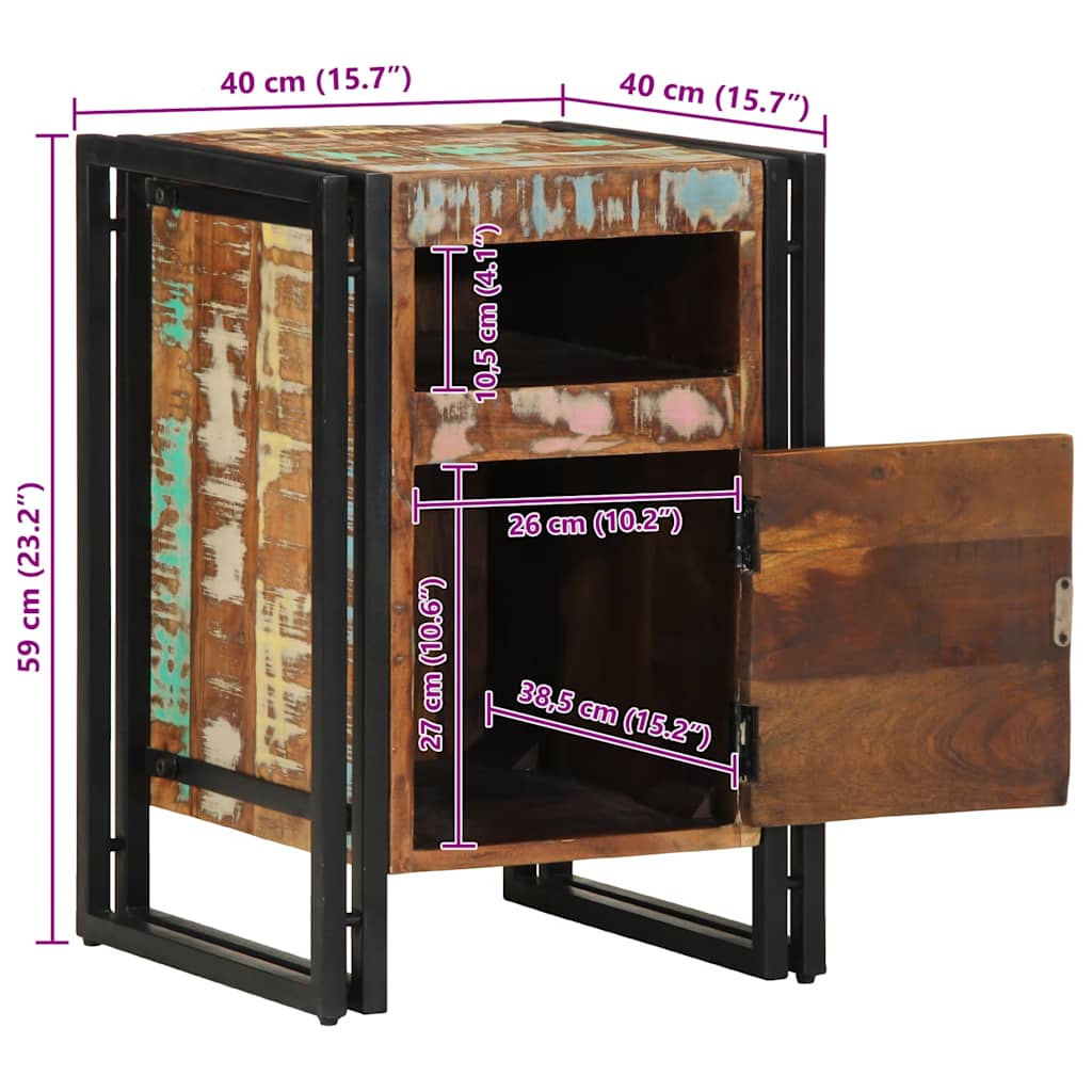 Nachttisch 40x40x59 cm Altholz Massivholz