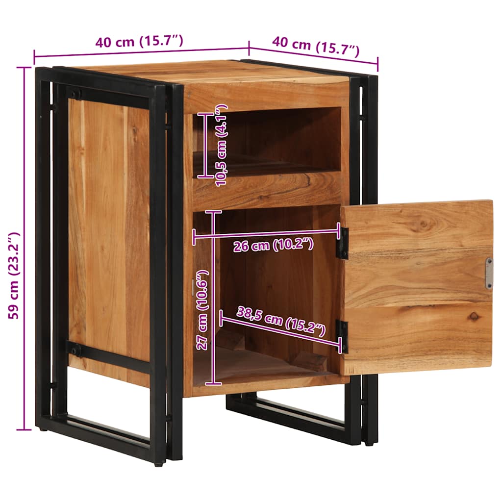 Nachttisch 40x40x59 cm Massivholz Akazie