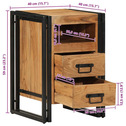 Nachttisch 40x40x59 cm Massivholz Akazie