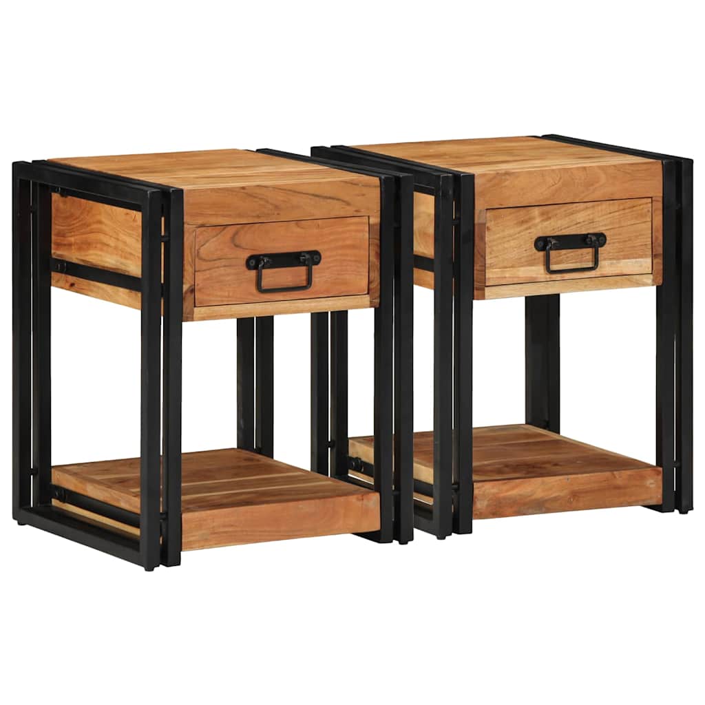 Nachttisch 2 pcs Braun 40 x 40 x 50 cm Akazie Massivholz