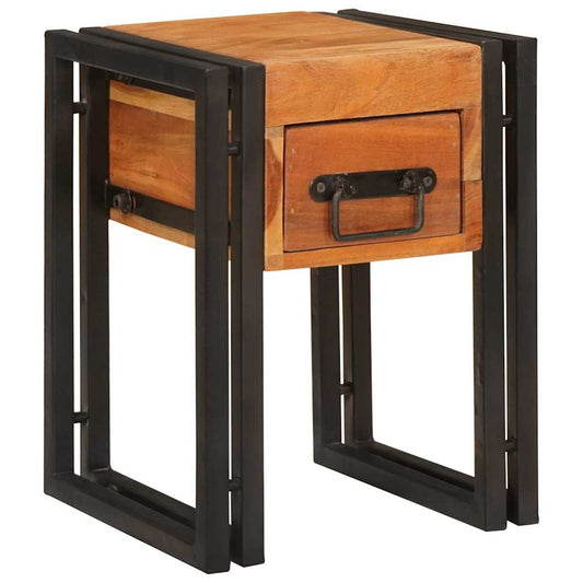 Beistelltisch 30 x 30 x 40 cm Massives Akazienholz und Metall