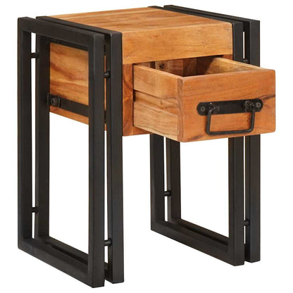 Beistelltisch 30 x 30 x 40 cm Massives Akazienholz und Metall