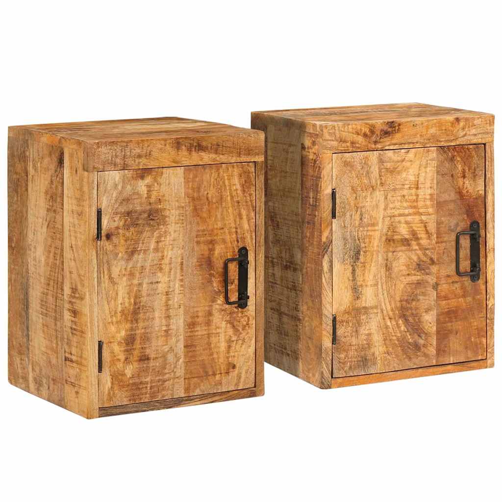 Nachttisch 2 pcs Braun 35 x 33 x 48 cm Massivholz Mango