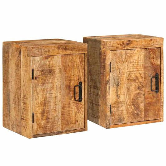 Nachttisch 2 pcs Braun 35 x 33 x 48 cm Massivholz Mango