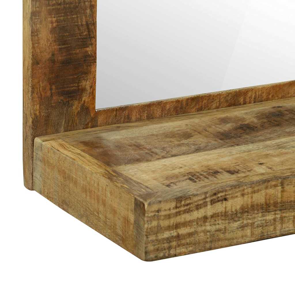 Badezimmer Spiegel mit Regal Braun Massives, grobes Mangoholz