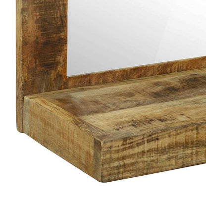 Badezimmer Spiegel mit Regal Braun Massives, grobes Mangoholz