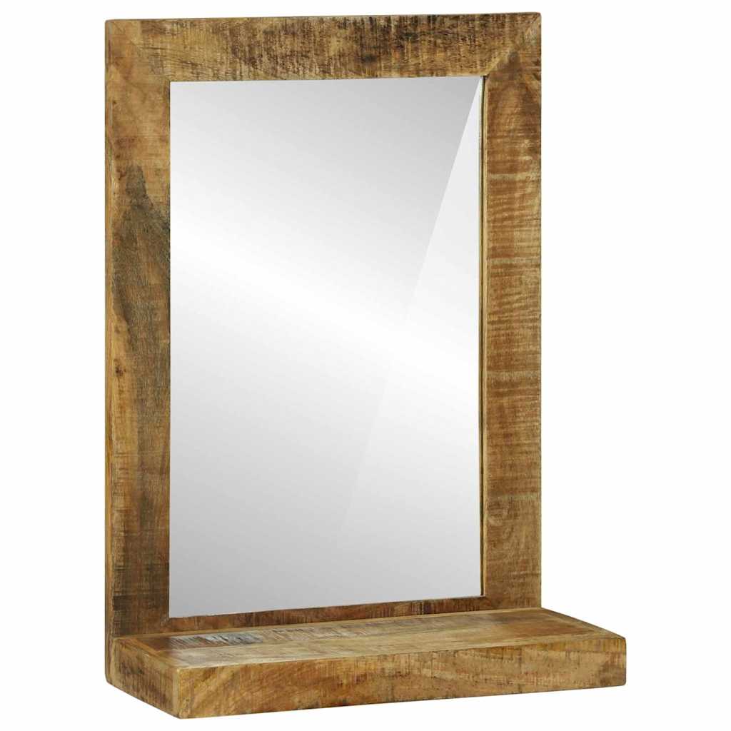 Badezimmer Spiegel mit Regal Braun Massives, grobes Mangoholz