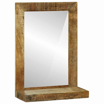 Badezimmer Spiegel mit Regal Braun Massives, grobes Mangoholz
