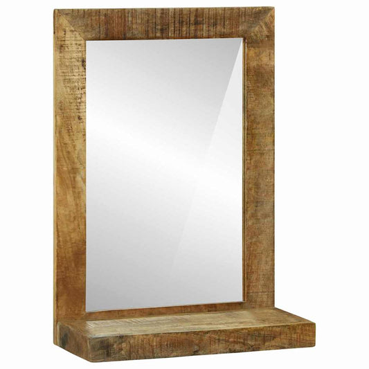Badezimmer Spiegel mit Regal Braun Massives, grobes Mangoholz