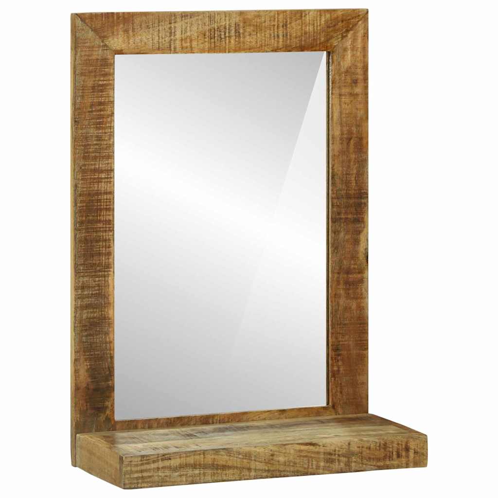 Badezimmer Spiegel mit Regal Braun Massives, grobes Mangoholz