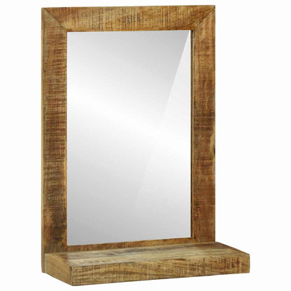 Badezimmer Spiegel mit Regal Braun Massives, grobes Mangoholz