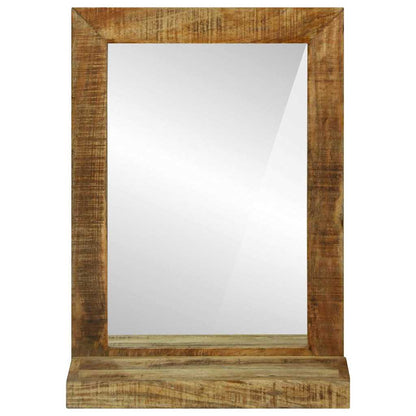 Badezimmer Spiegel mit Regal Braun Massives, grobes Mangoholz