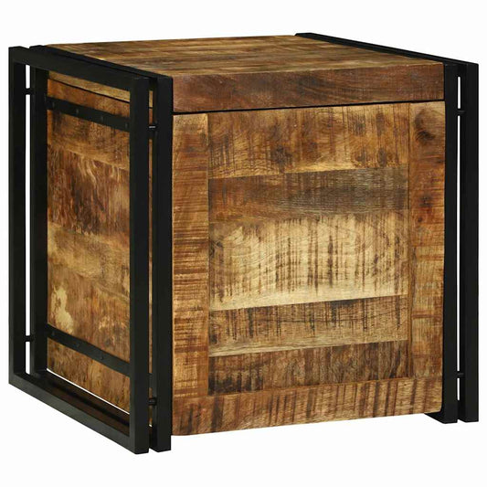 Aufbewahrungsbox mit Speicher 50 x 50 x 50 cm Raues Mangoholz