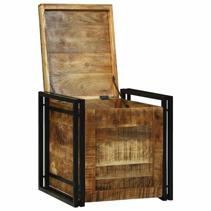 Aufbewahrungsbox mit Speicher 50 x 50 x 50 cm Raues Mangoholz