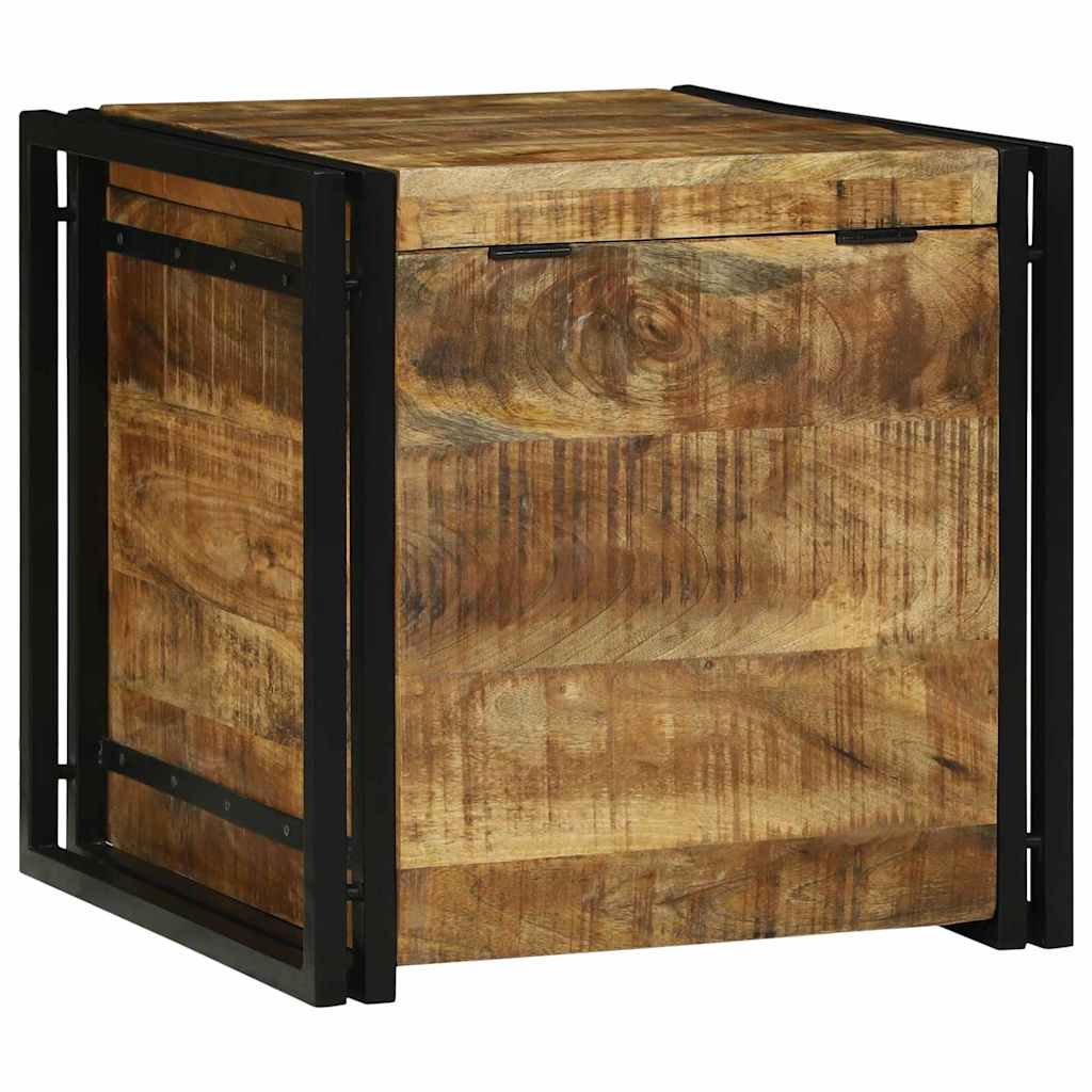 Aufbewahrungsbox mit Speicher 50 x 50 x 50 cm Raues Mangoholz