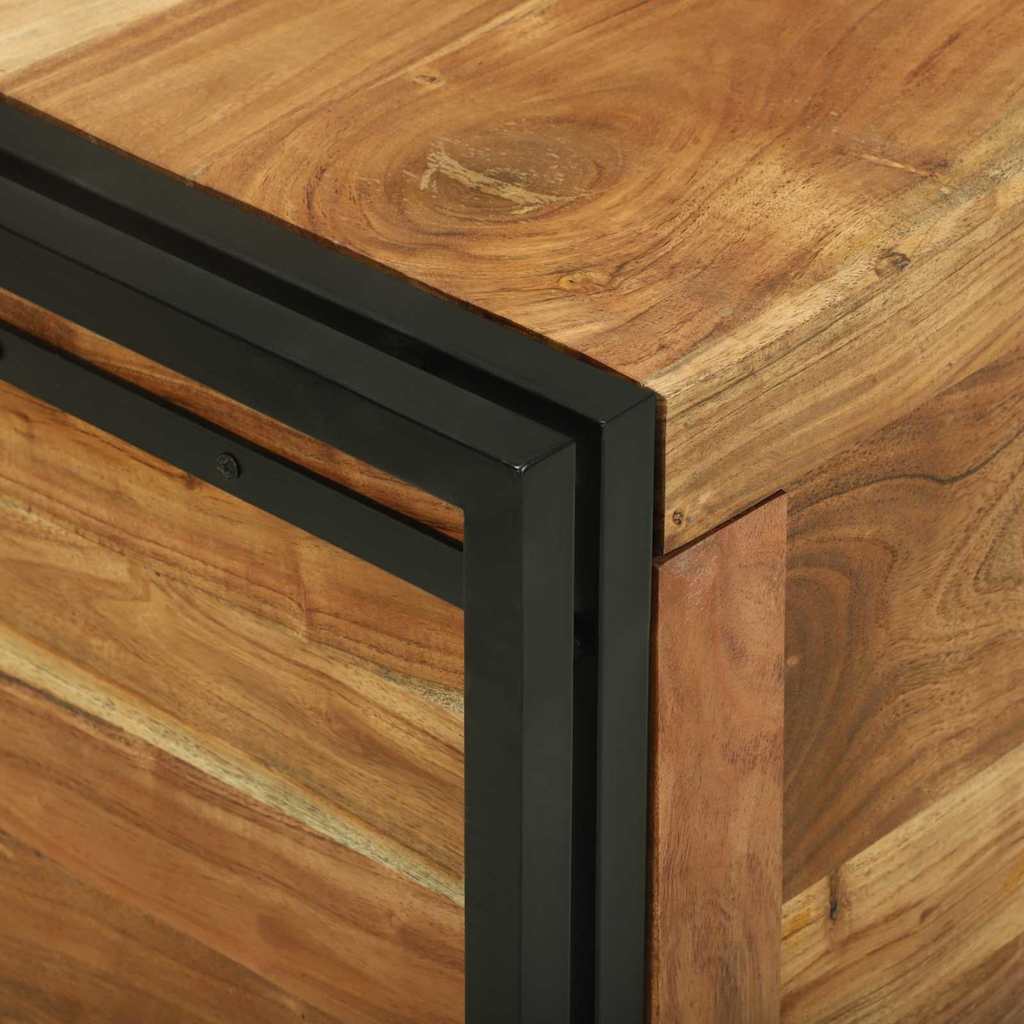 Aufbewahrungsbox mit Speicher 50 x 50 x 50 cm Massivholz Akazie