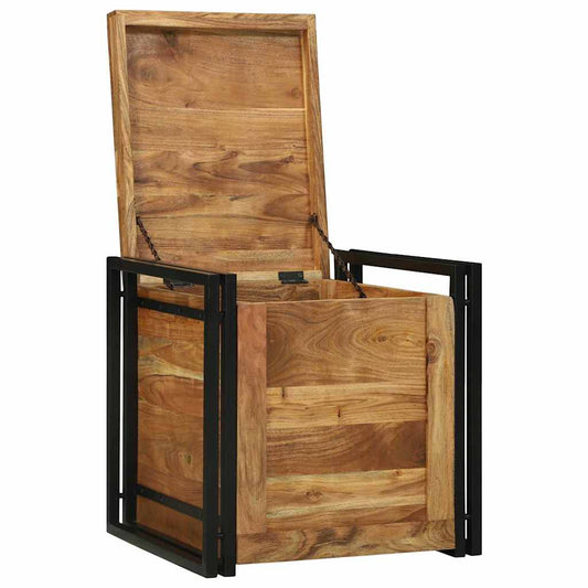 Aufbewahrungsbox mit Speicher 50 x 50 x 50 cm Massivholz Akazie