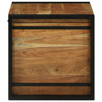 Aufbewahrungsbox mit Speicher 50 x 50 x 50 cm Massivholz Akazie