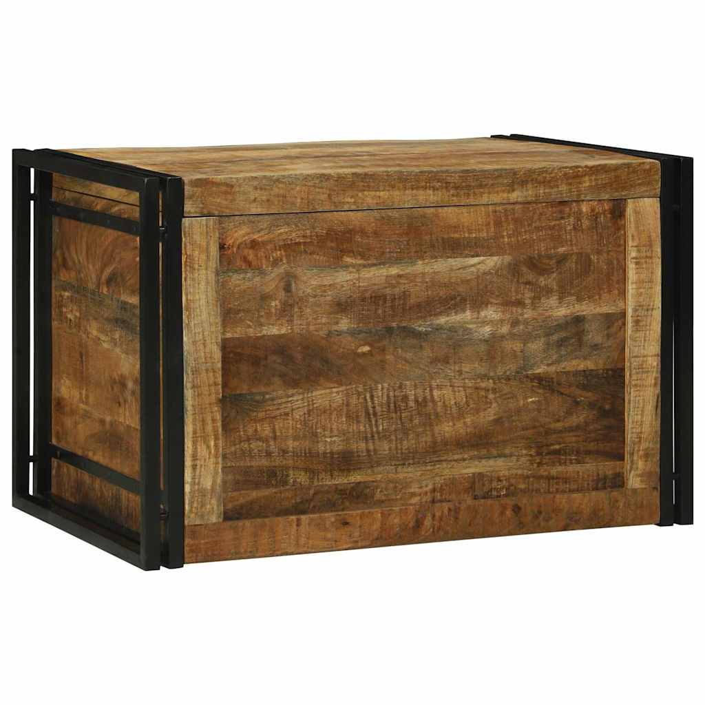 Aufbewahrungsbox 80 x 50 x 50 cm Raues Mangoholz und Metall