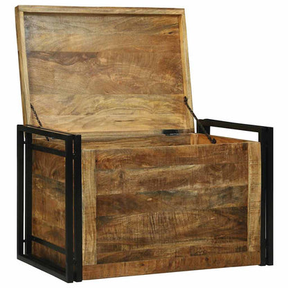 Aufbewahrungsbox 80 x 50 x 50 cm Raues Mangoholz und Metall