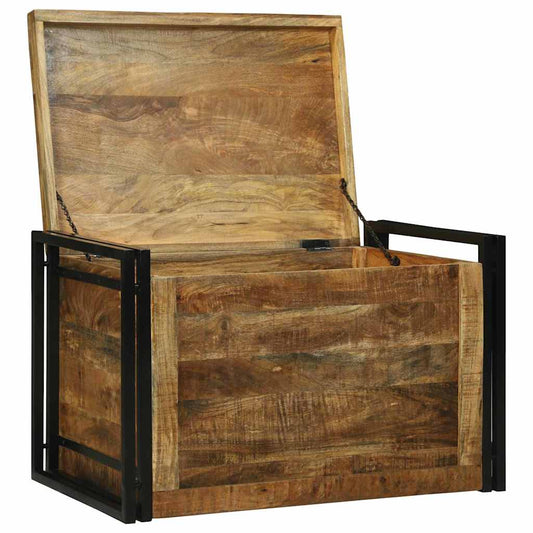 Aufbewahrungsbox 80 x 50 x 50 cm Raues Mangoholz und Metall