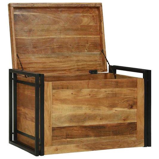 Aufbewahrungsbox Braun und Schwarz 80 x 50 x 50 cm Akazienholz