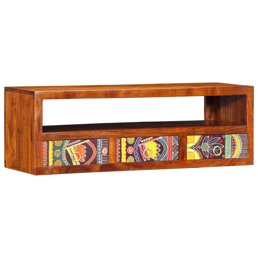 TV-vægskab Flerfarvet 90x30x30 cm Massivt træ Akacie