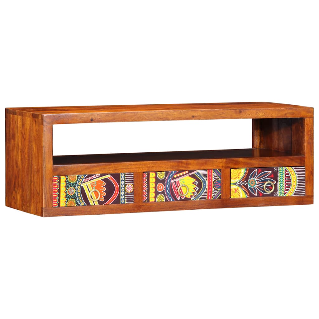 TV-vægskab Flerfarvet 90x30x30 cm Massivt træ Akacie