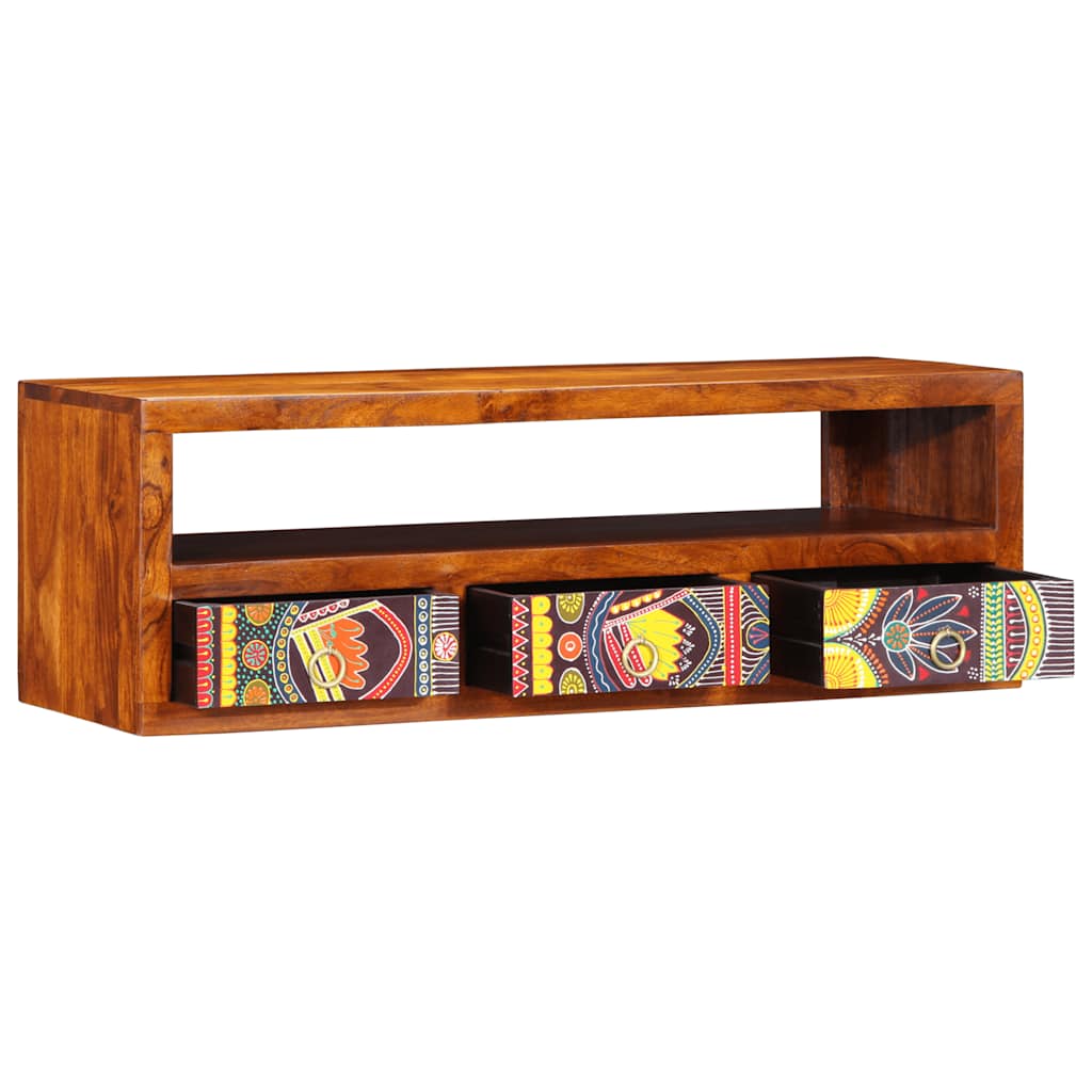 TV-vægskab Flerfarvet 90x30x30 cm Massivt træ Akacie