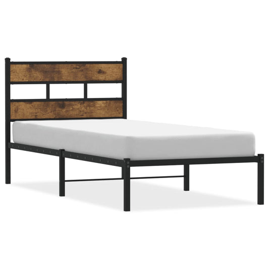 Metallbett ohne Matratze Räuchereiche 90x200 cm