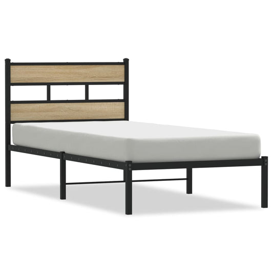 Metallbett ohne Matratze Sonoma-Eiche 90x200 cm