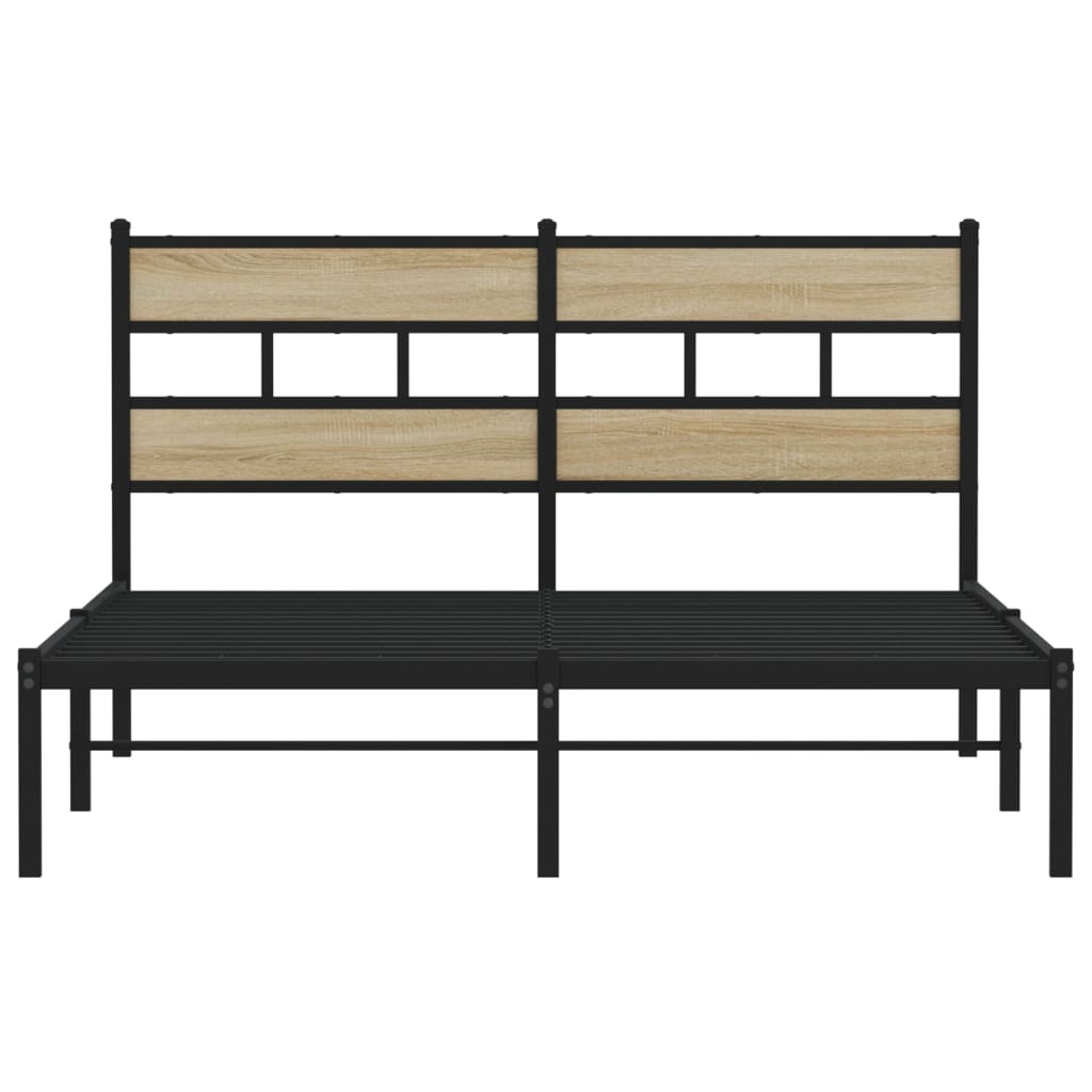 Metallbett ohne Matratze Sonoma-Eiche 140x190 cm