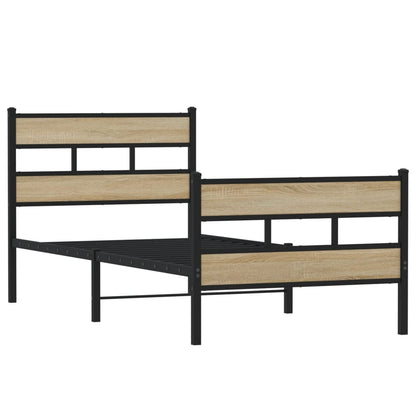 Metallbett ohne Matratze Sonoma-Eiche 75x190 cm