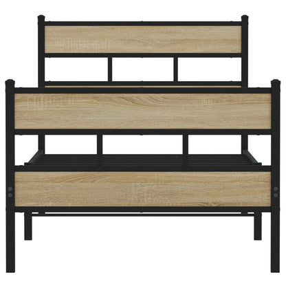 Metallbett ohne Matratze Sonoma-Eiche 75x190 cm