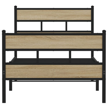 Metallbett ohne Matratze Sonoma-Eiche 100x190 cm
