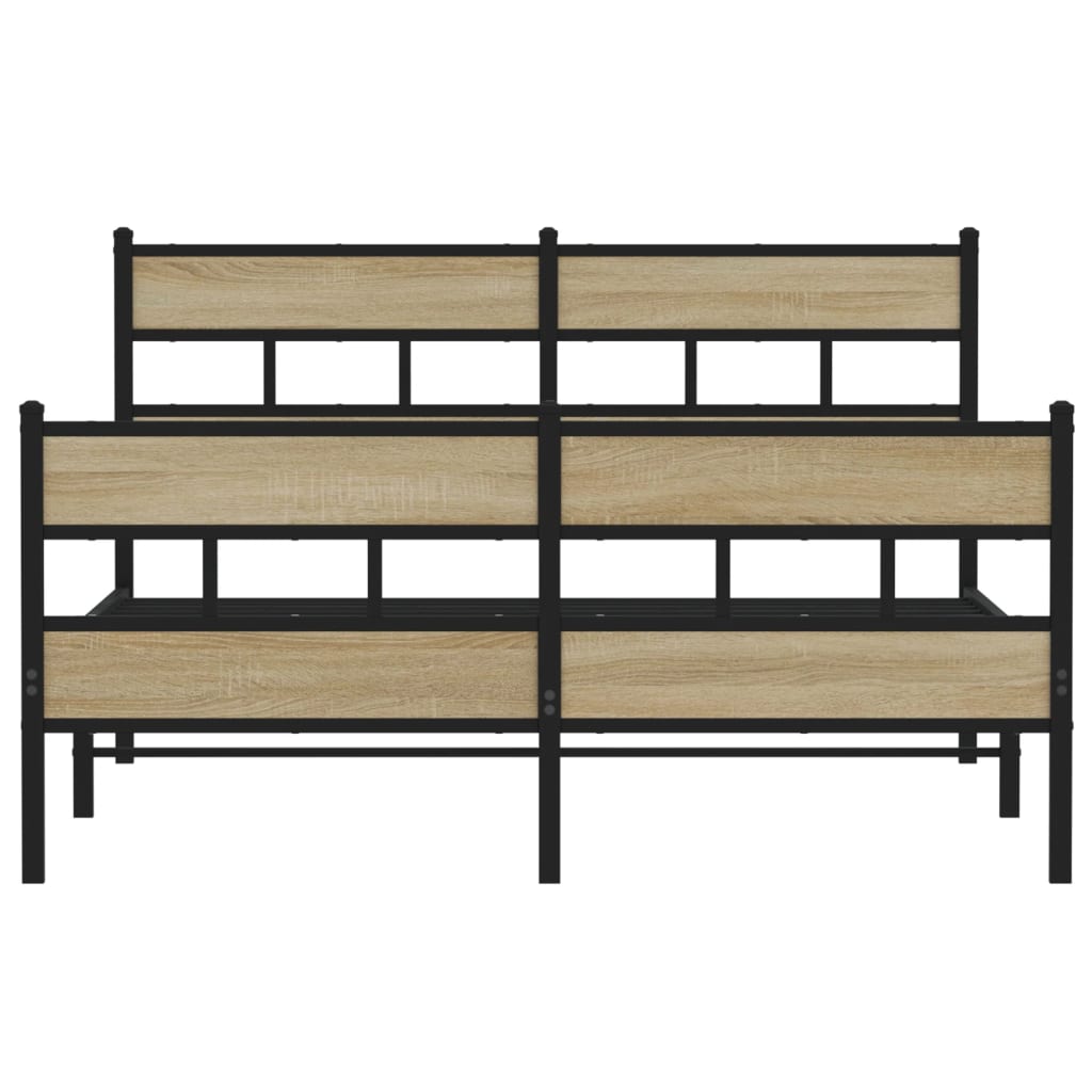 Metallbett ohne Matratze Sonoma-Eiche 140x190 cm