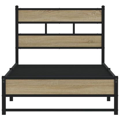 Metallbett ohne Matratze Sonoma-Eiche 75x190 cm